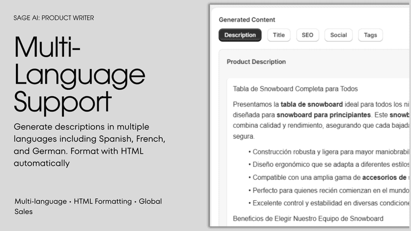 Multi-language Support and HTML Formatting
