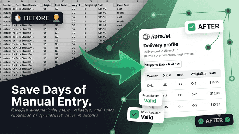 Manual Excel courier rates vs automated Shopify shipping profile