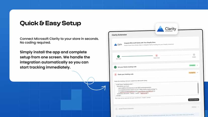 Paste and save Microsoft Clarity tracking code in the app.