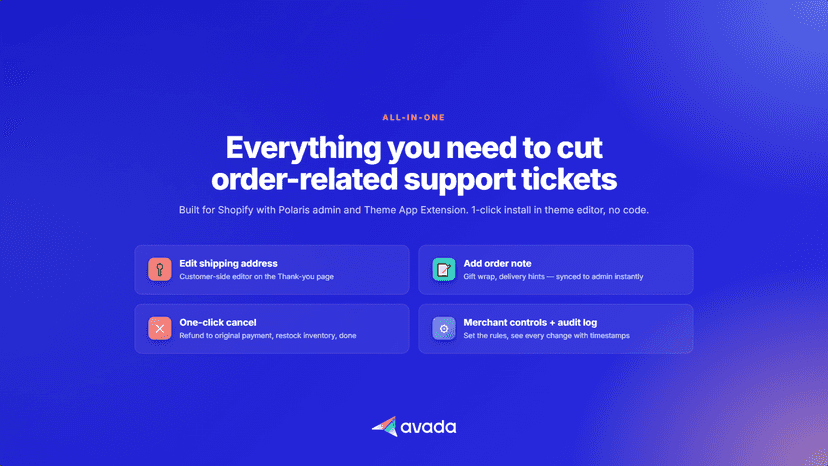 Avada Order Editing - all features for Shopify merchants