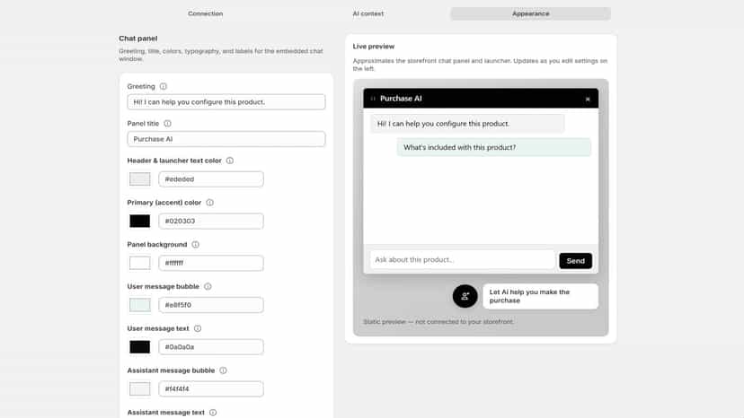 Style every element of the chat widget in your store