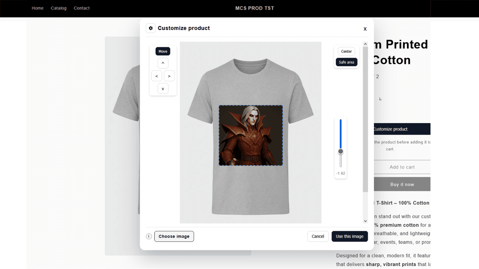 Customers upload and position their design in real time