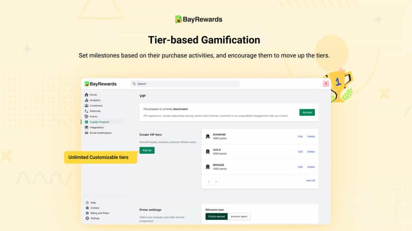 Create VIP tiers for customers and allow them to redeem points