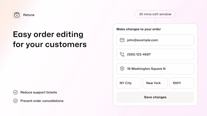 Screenshot showing customer order editing form