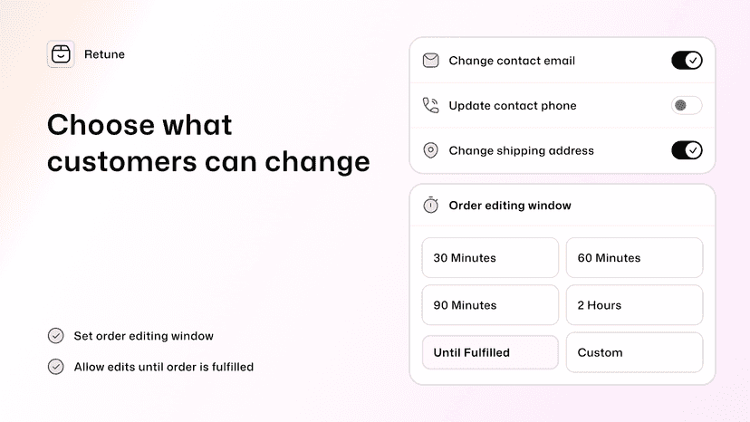 Screenshot showing merchant settings for managing order edits