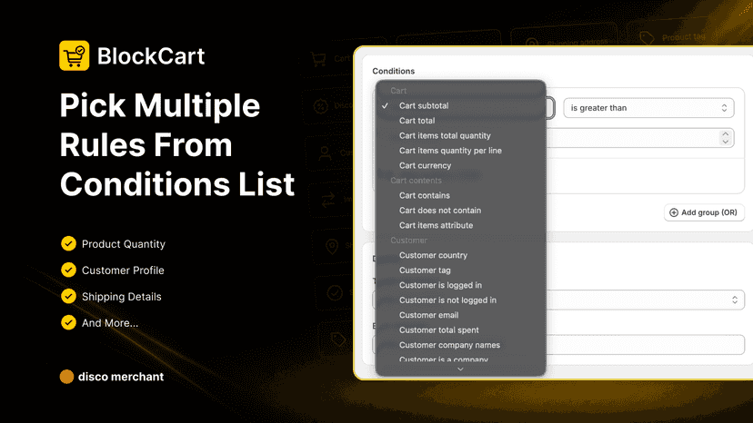 pick multiple rules from conditions list