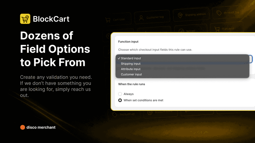 dozens of field options to pick from