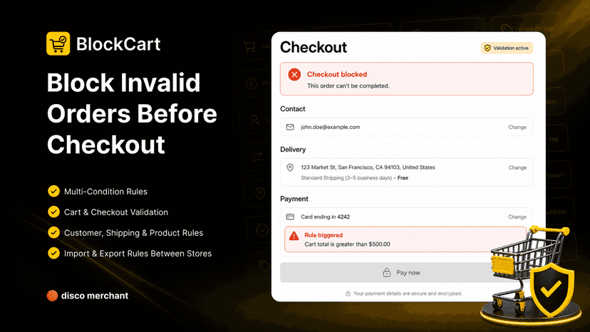 Block invalid orders before checkout