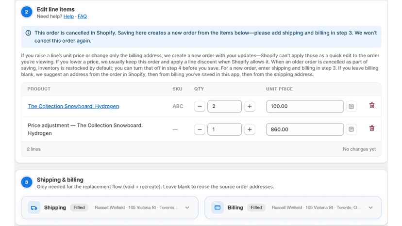 Order Editing