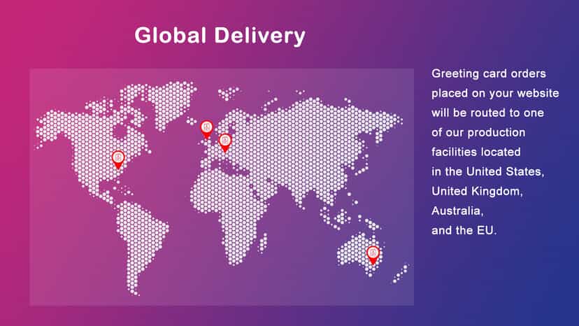 cards printed at one of our multiple global locations