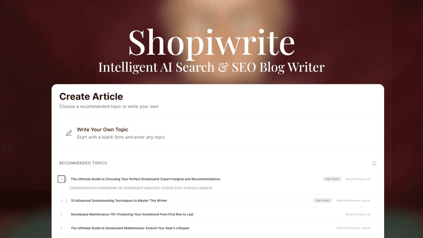 Shopiwrite Intelligent AI Search & SEO Blog Writer