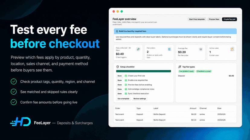 FeeLayer rule builder for fees and deposits