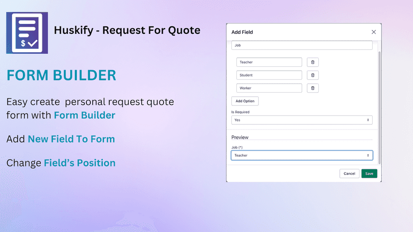 Form Builder help Merchant can add/edit extra fields