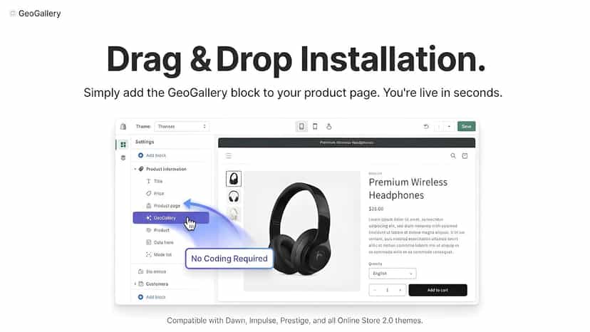 geogallery no code install drag and drop