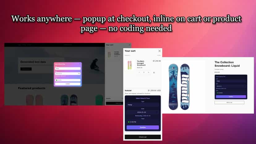 Date picker as popup on cart and inline on product page