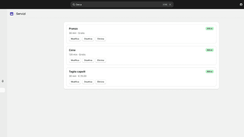 Manage services with duration and price