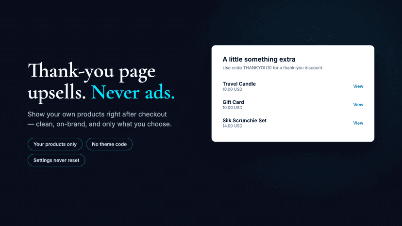 Clean upsell offers card on the thank-you page