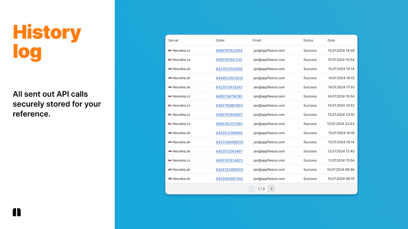 Heureka - History log of sent out questionnaires
