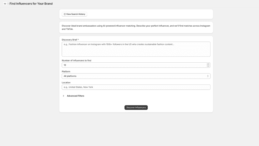 Describe Target Influencers Form