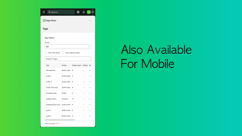 Filtering and selecting tags in the tags page.