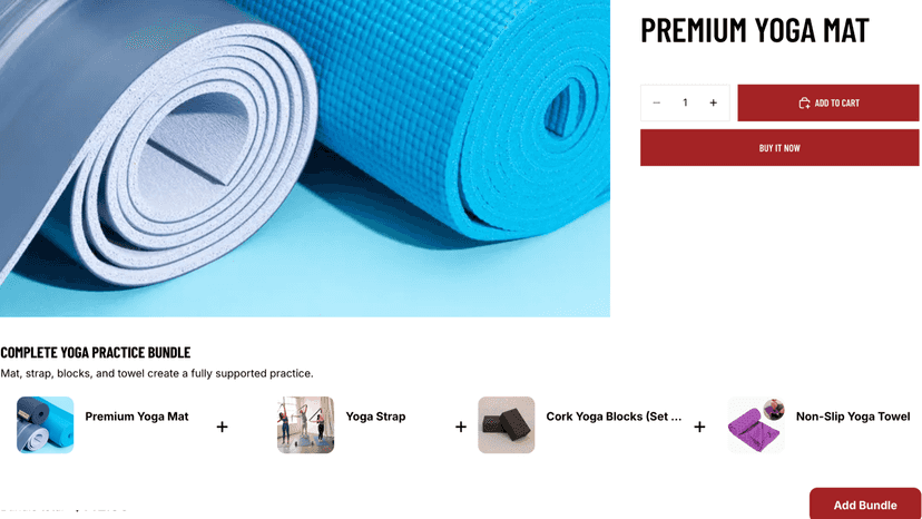 Frequently bought together bundle on a Shopify product page