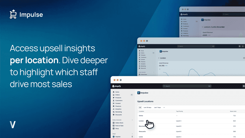 Upsell insights per location highlighting staff with most sales