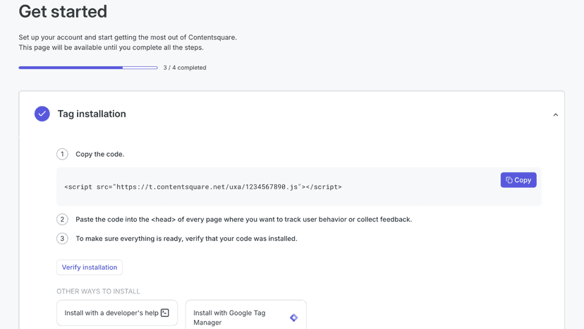 Copy the Tracking Code from Contentsquare