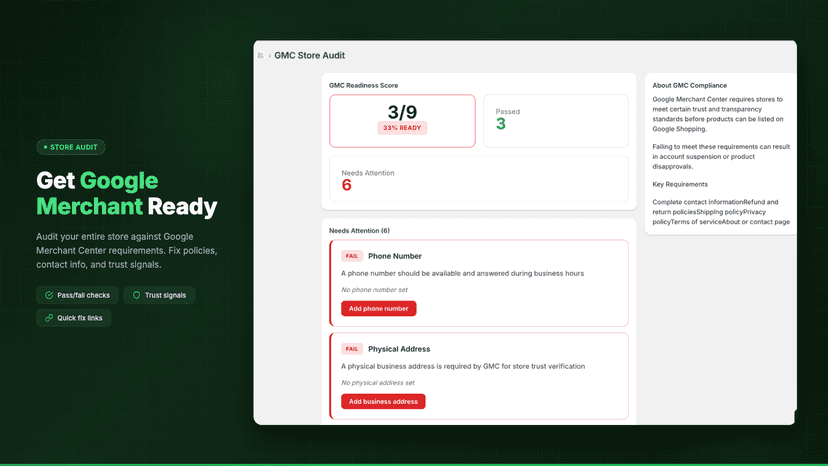 Check Google Merchant Center (GMC) Compliance