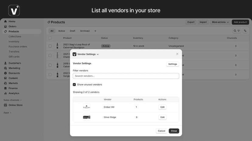 Manage all your vendors in one intuitive dashboard