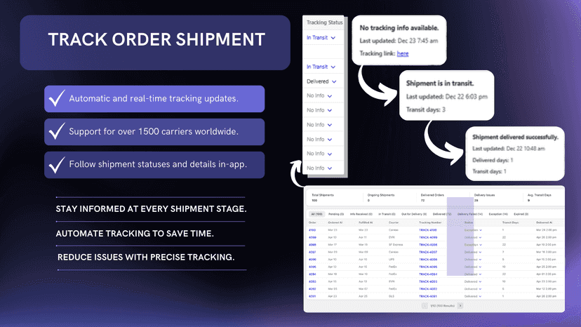 Track order shipment