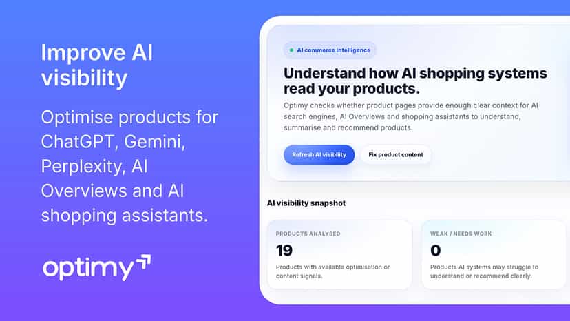 Optimy AI visibility optimisation for Shopify products