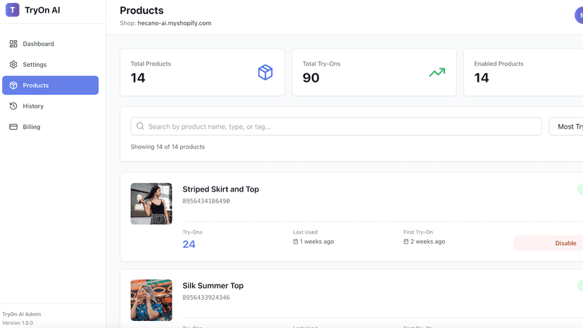 Full merchant dashboard to control functionality and view usage