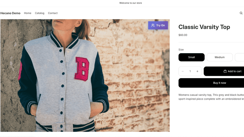 Try On button automatically added to store and customizable