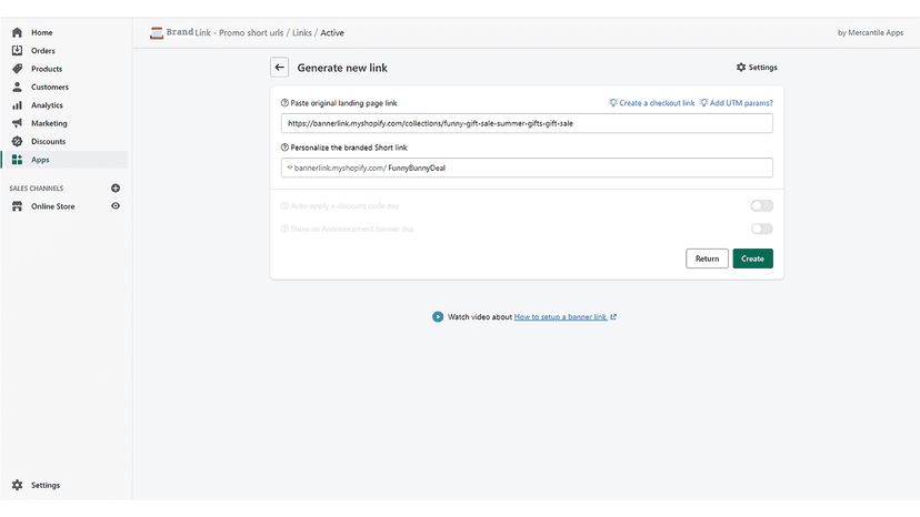 Generate a branded short url