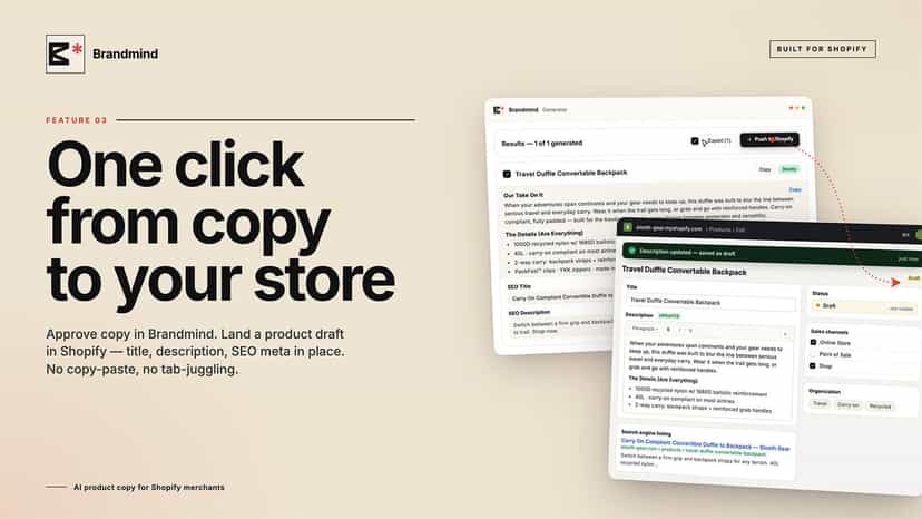 One click from copy to store.