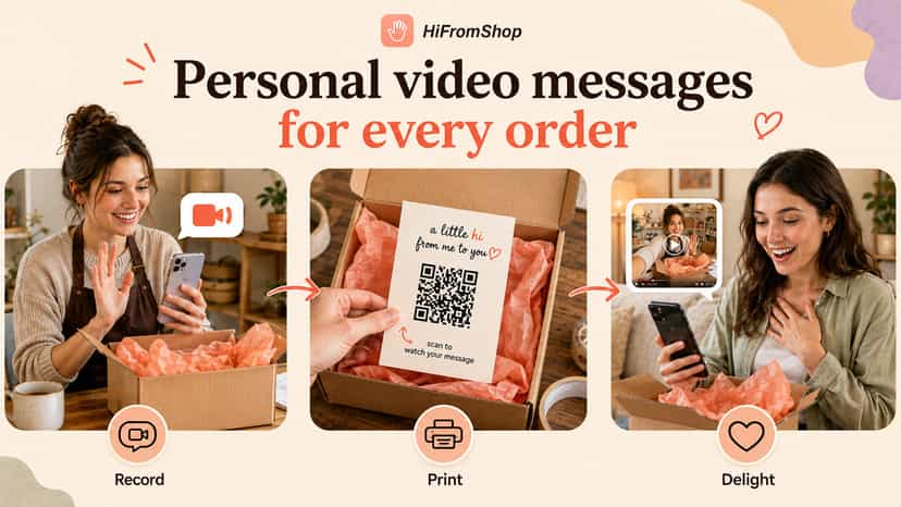 Personal video message from a shop founder in a package
