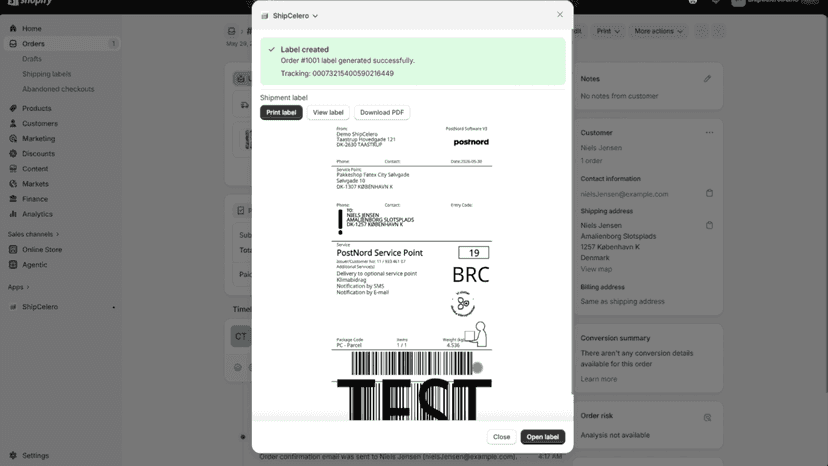ShipCelero label viewer.