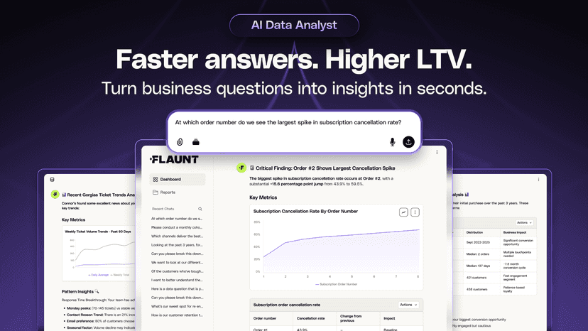 Flaunt AI Data Analyst: Fasters answers, Higher LTV.