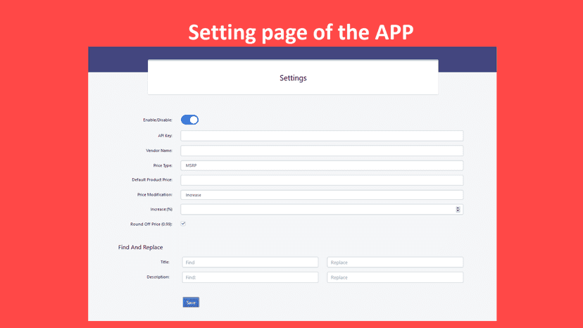 Setting page of the APP