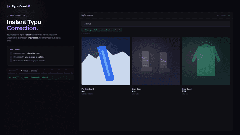 Typo-tolerant search finds products despite misspellings