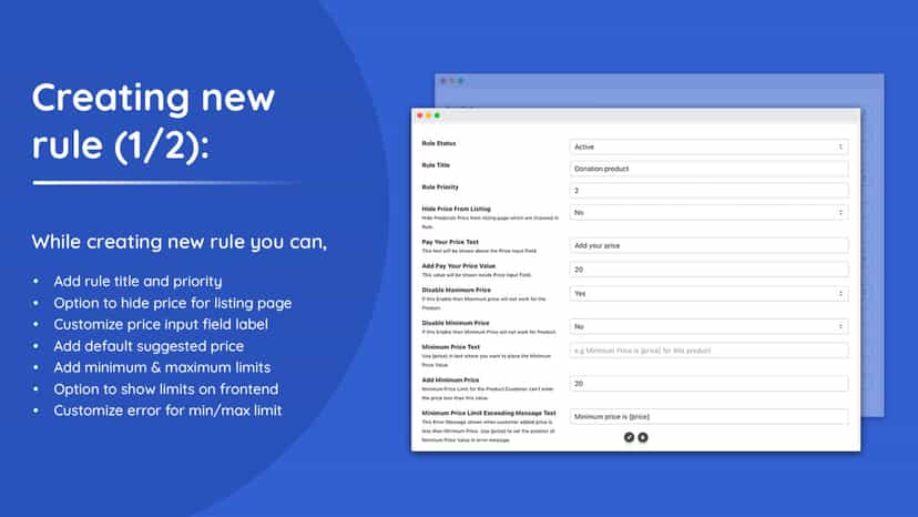 Creating new name your price rule