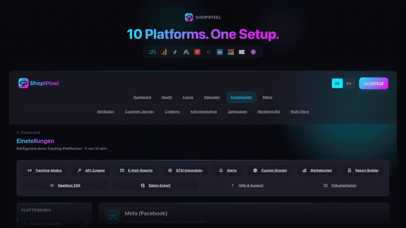 Connect 10 ad platforms in one setup with validation