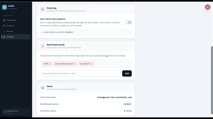 Configure auto-block, restricted words, and billing plans