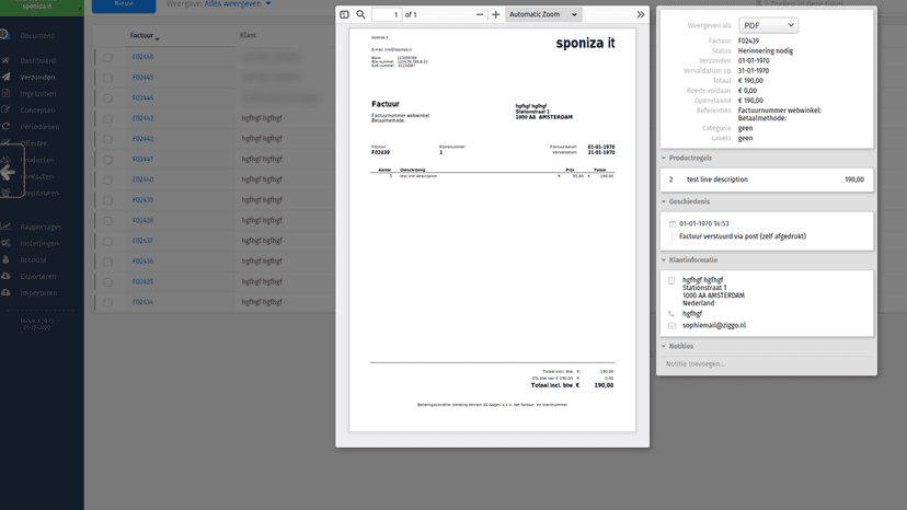 shopify factuursturen