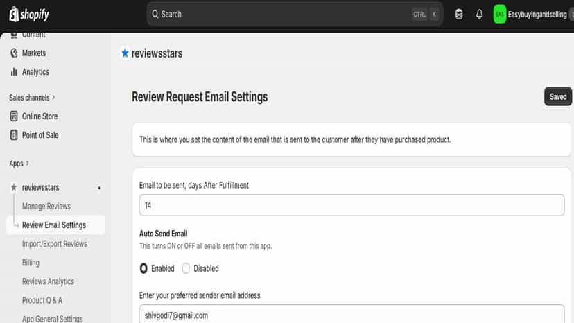 Email settings