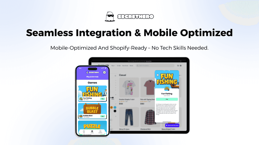 Shopify-ready gamification with mobile and tablet compatibility