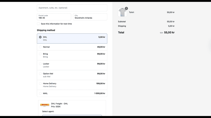Delivery options
