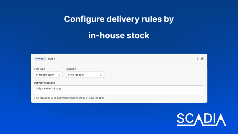 Stock rule: In-house stock at location with delivery message