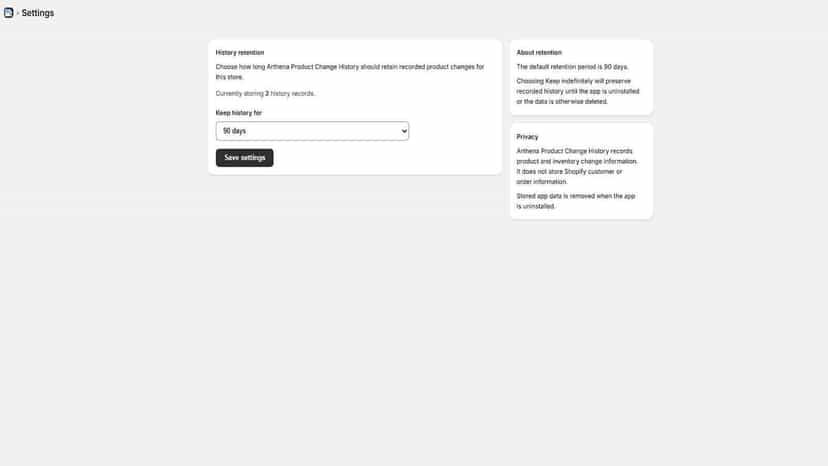Change history retention settings