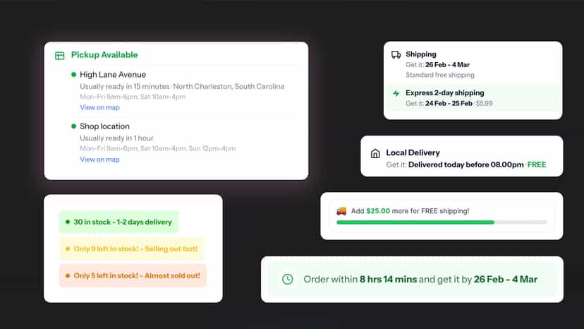 Shipping related app blocks in Sumo Product Page Blocks App